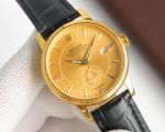 Rolex Datejust 8215 movement 40mm Gold Face Italian Leather Band Sticks Markers Watch